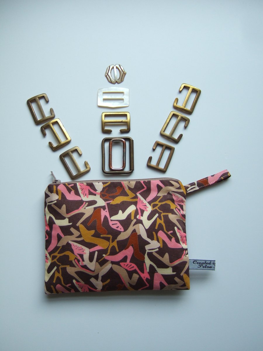 Liberty shoes design makeup or cosmetics bag or purse.