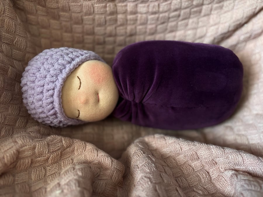 Handmade cocoon Waldorf baby doll