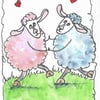 Sheep and Love valentine card. Free UK shipping