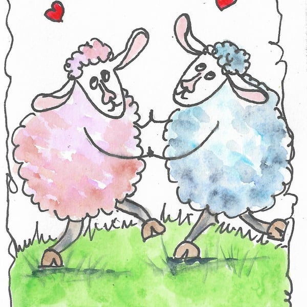 Blank Sheep and Love valentine printed card