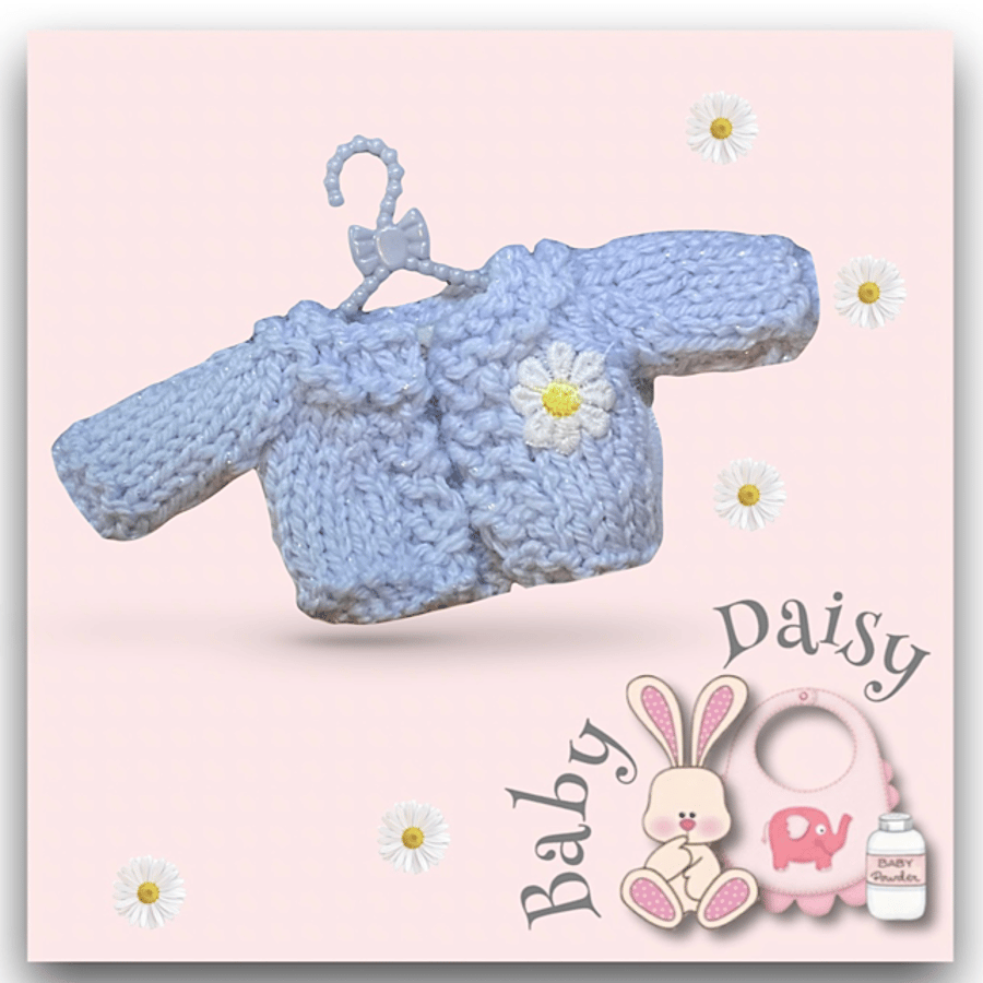 Reserved for Connor - Pale Blue Cardigan to fit Baby Daisy 