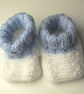 Cute Blue and White Baby Bootees - UK Free Post - Image 1