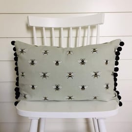 Sophie Allport Bees  Cushion with Black  Pom Poms