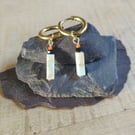 Classic bead earrings with stainless steel huggie hoops