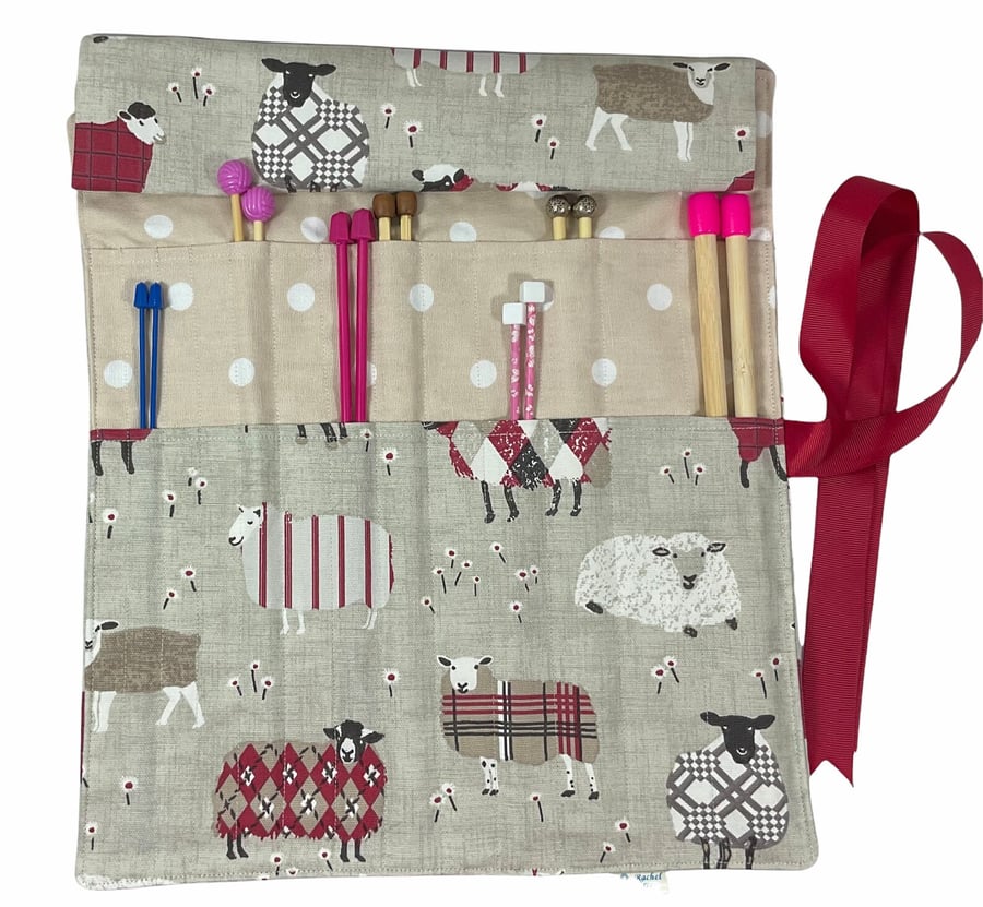 Straight knitting needle case, needle roll , sheep needle case, needle storage, 
