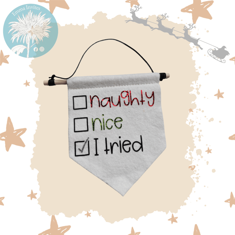 Naughty, Nice, I Tried mini banner