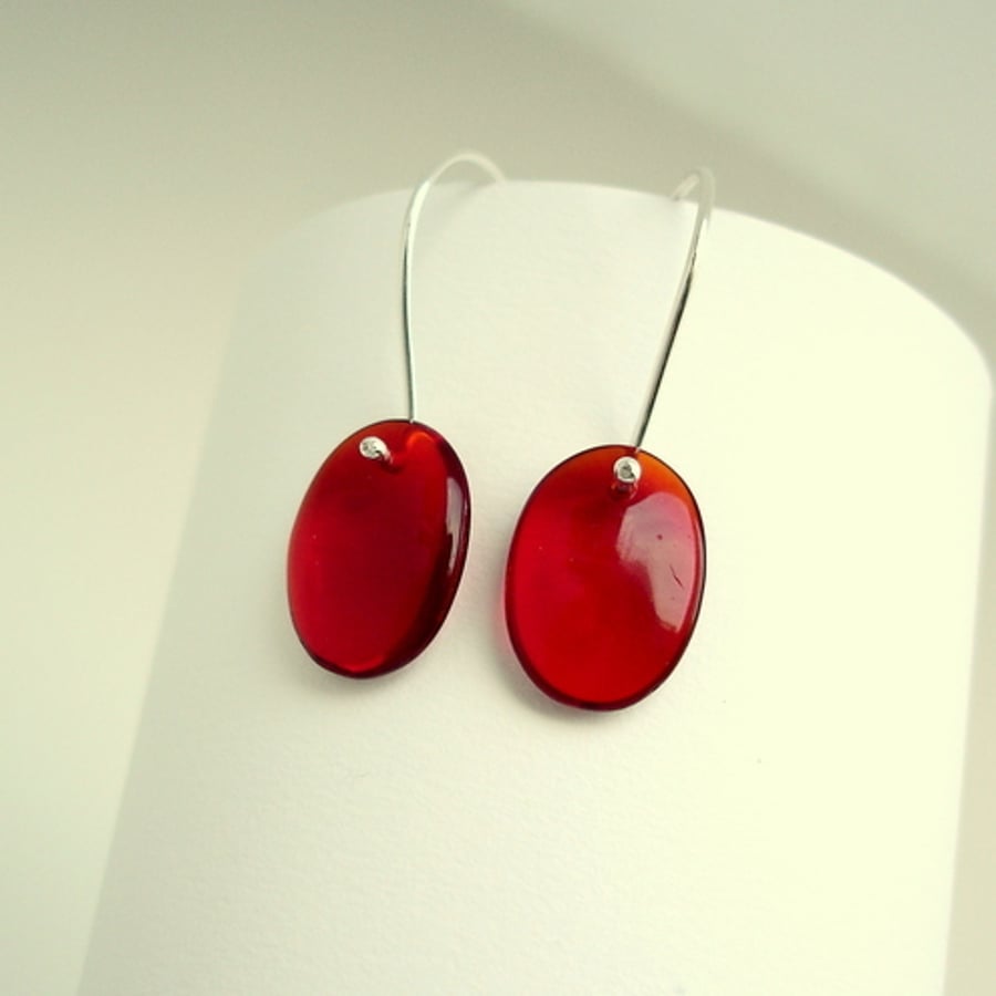 Simple Red Glass Earrings