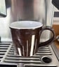 Handmade Ceramic Coffee Mug: Dark Chocolate Art Deco Design, Cappuccino, Hot Cho - Image 2