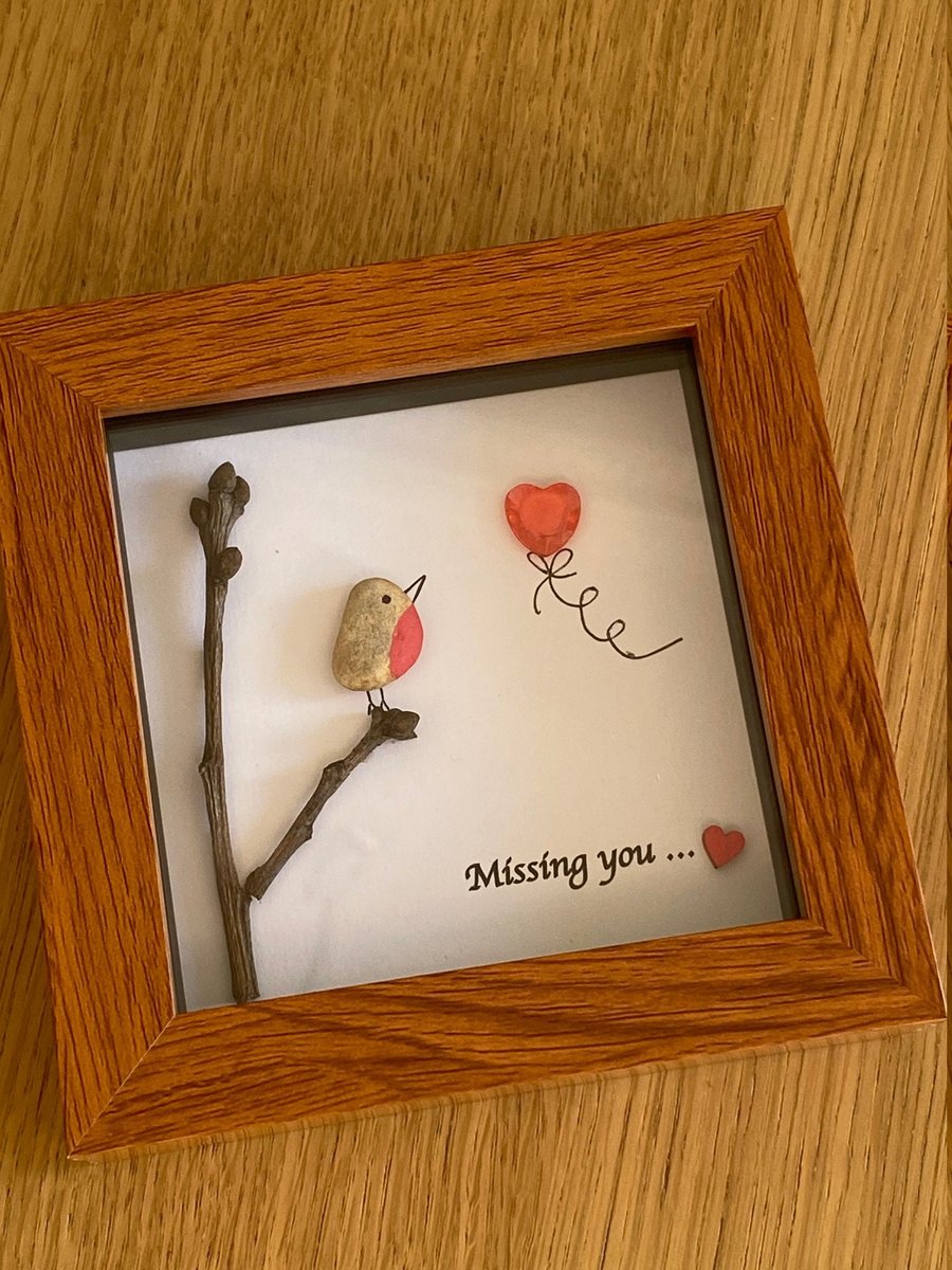 Missing You Pebble Frame, Thinking of You Gift, I miss you picture, Far away fri