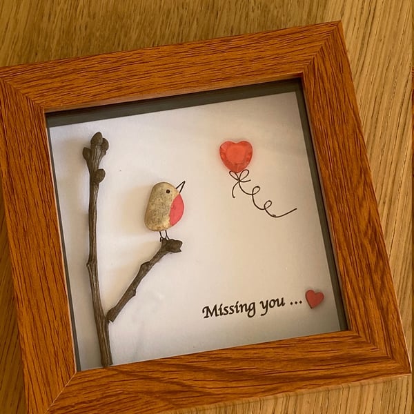 Missing You Pebble Frame, Thinking of You Gift, I miss you picture, Far away fri