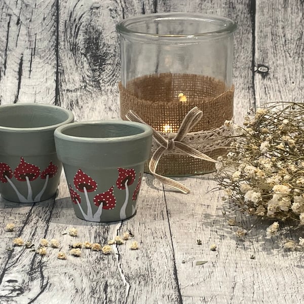 Hand Painted Toadstool Plant Pots