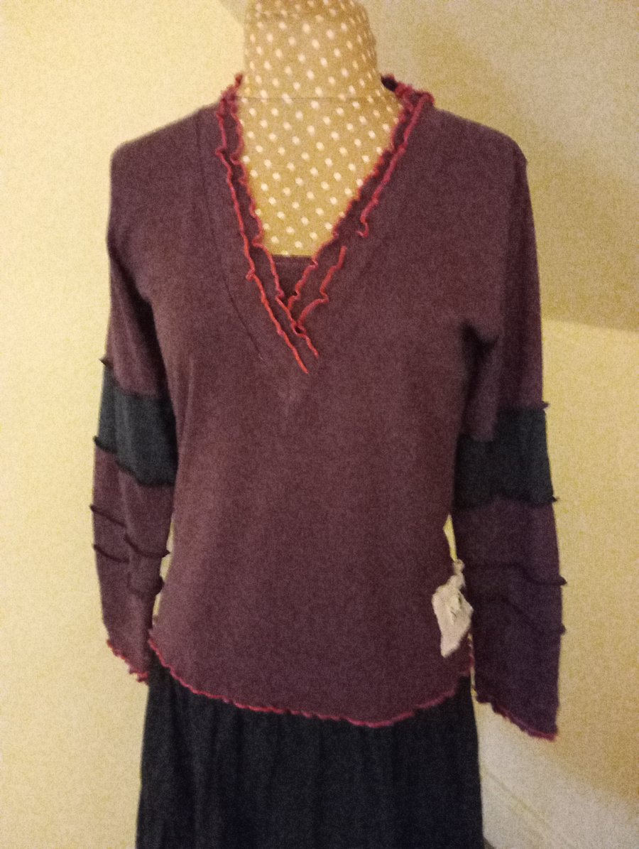 Whimsical Faerycore top with long patchwork sleeves