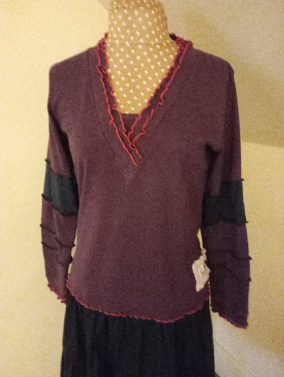 Whimsical Faerycore top with long patchwork sleeves