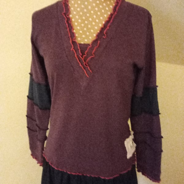 Whimsical Faerycore top with long patchwork sleeves