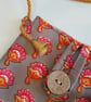 Indian block print crossbody bag: pink on taupe - Image 2