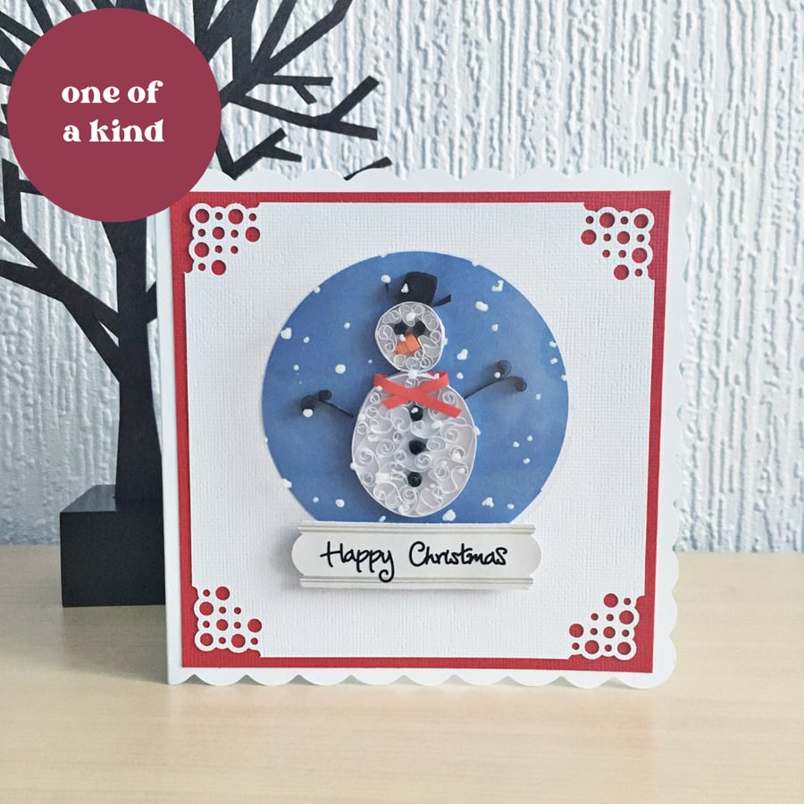 Christmas card - quilled snowman - personalised option available