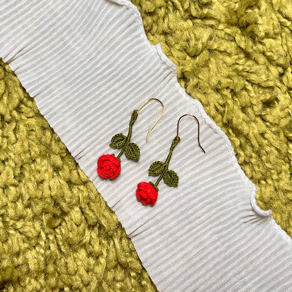 Rose Micro Crochet Earrings
