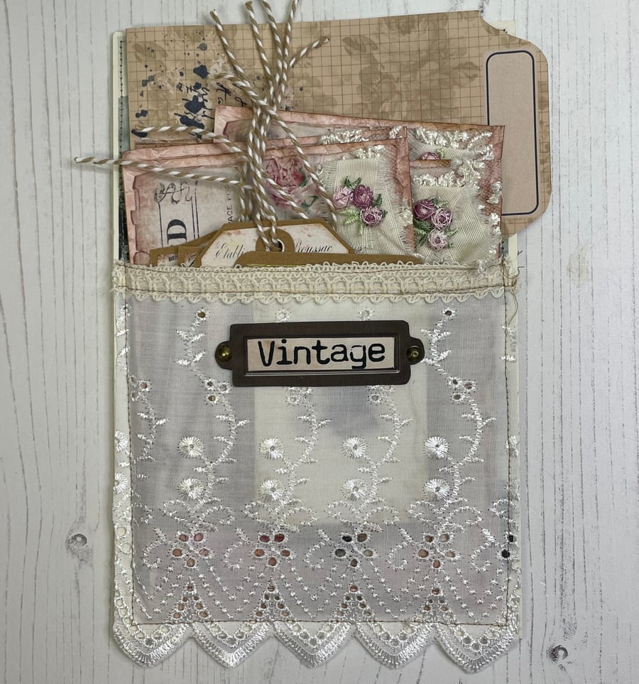 Ephemera - pocket with tags and postcards by Carolee Crafts PB8 - 0025