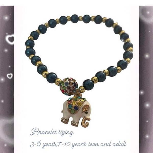 Elephant multicolour shamballa stretch beaded rhinestone bracelet all sizes 