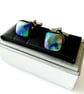 Dichroic Patterned Fused Glass Cuff Links - Image 2