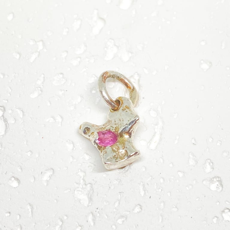 Pink Sapphire Sterling Silver Pendant Handmade 