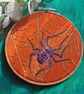 Hand Emboidered Spider Hoop