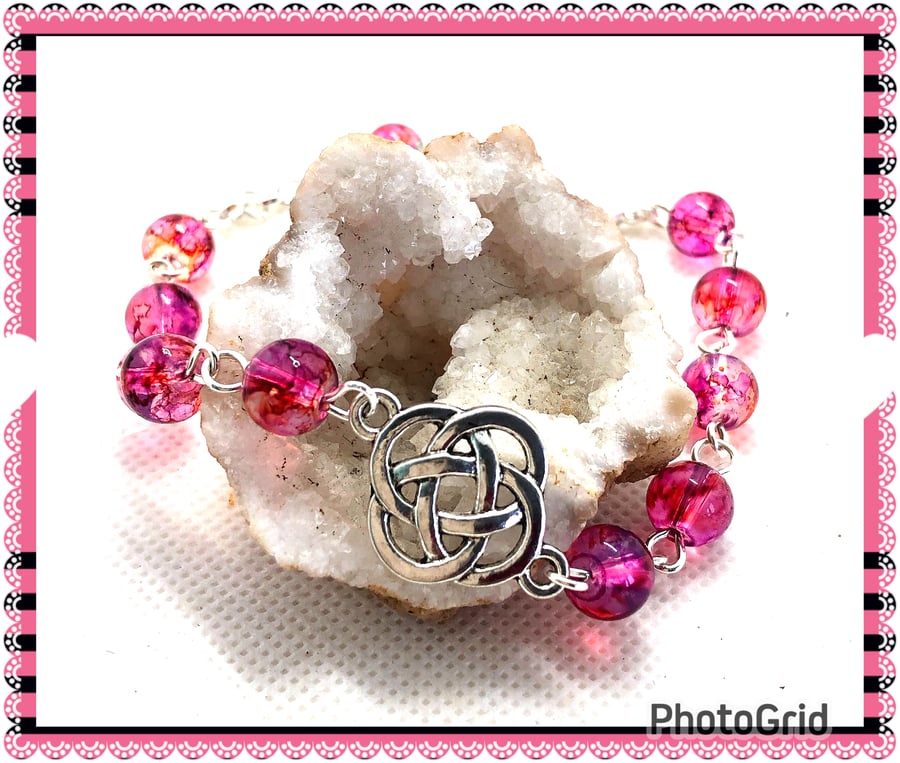OOAK Celtic knot beaded linked bracelet 