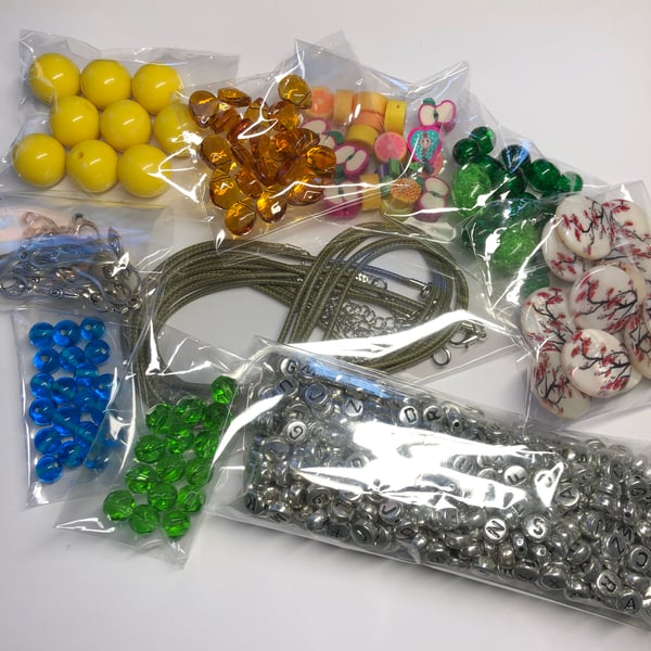 Ten packs jewellery making beads and charms 