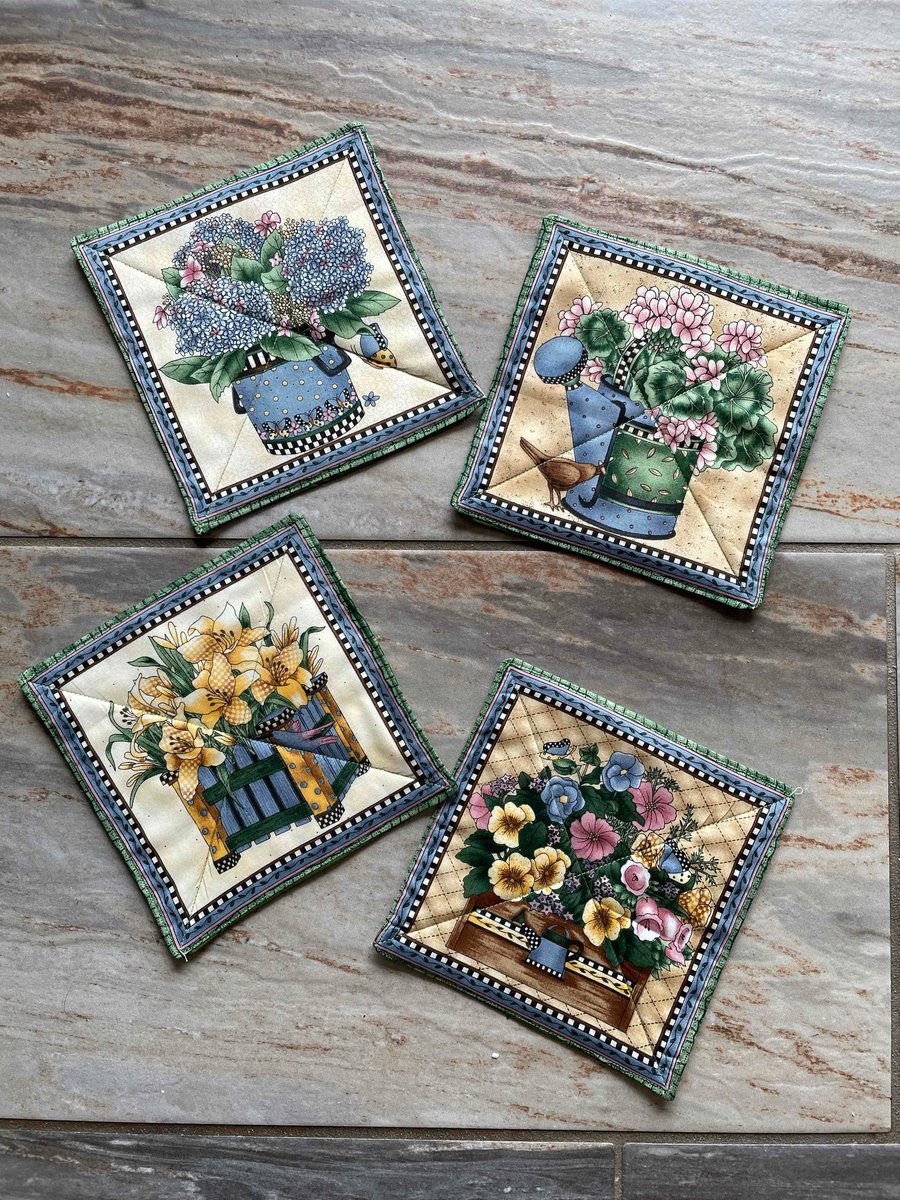 Four Quilted Mug Rugs