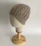 BEANIE HAT .' Towpath' . Luxurious baby Alpaca, Merino wool. Cabled . Beige.  - Image 1