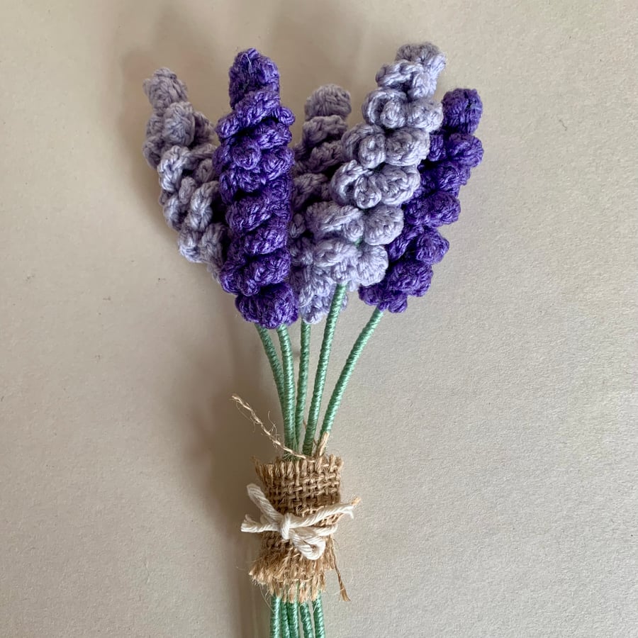 Crochet lavender bouquet, handmade flowers, wedding gift