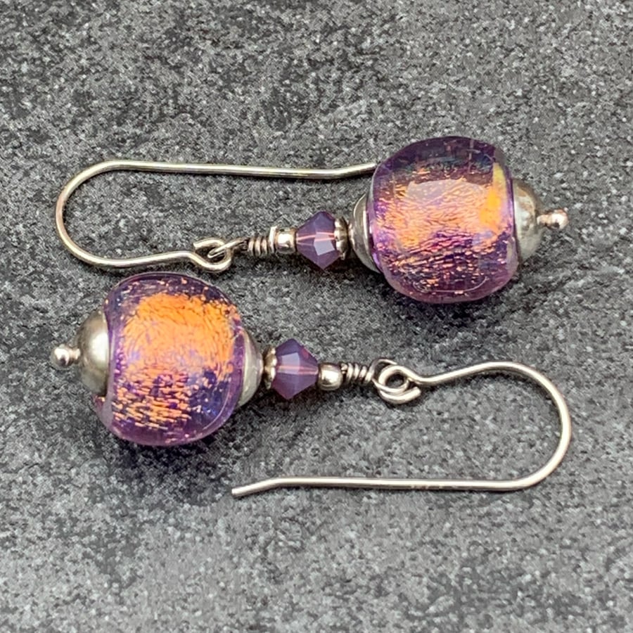 925 sterling silver - dichroic glass - swarovski crystal - by amanda rudkin