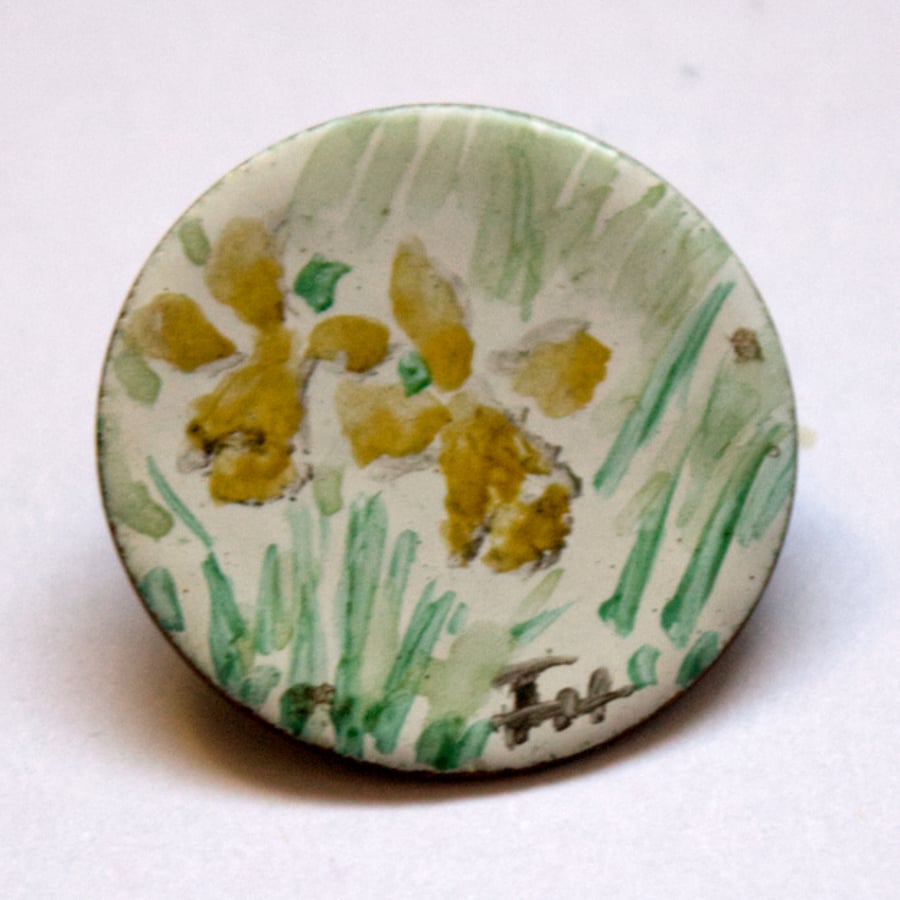 painted enamel brooch - daffodil