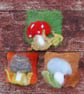 Needlefelted Mushroom fridge magnets - three designs available