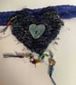 Blue and gold woolly hanging decorated heart - Image 2