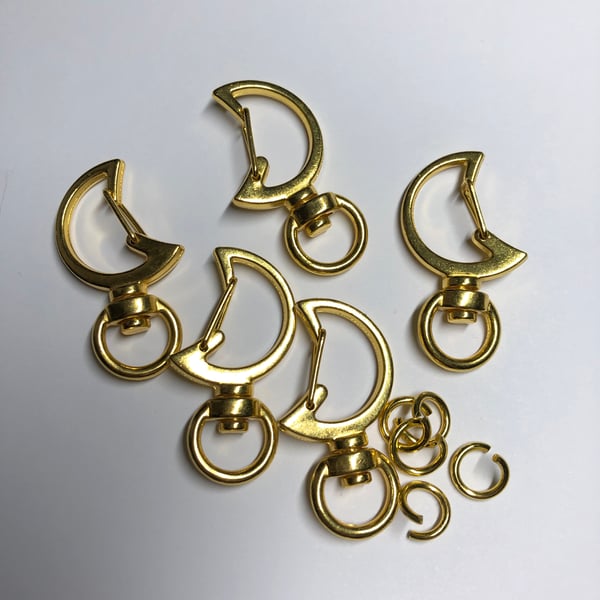 Moon shape gold coloured keyring bag clips