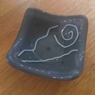 Fused glass mini dish 7.5cm Gray & White