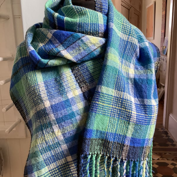 Handwoven Lambswool Scarf - “Rolling Waves”