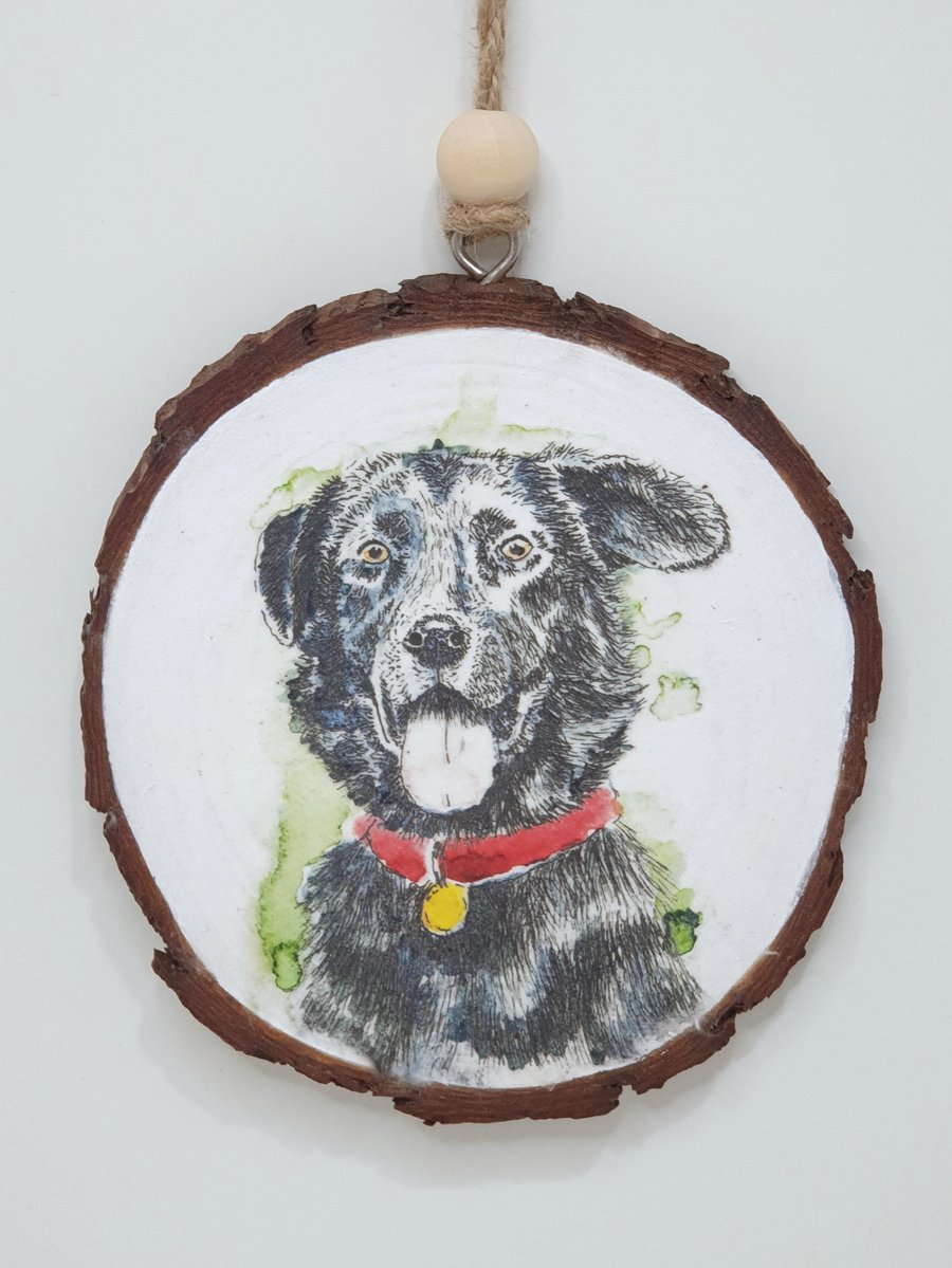 Dog wooden hanging decoration, gift for a dog lover 