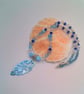 Necklace with Blue and Clear Bicone Beads and a Shell Pendant, Blue Pendant - Image 3