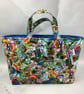 Travel stickers tote bag, Postcards shopper, handmade in Sussex - Image 4