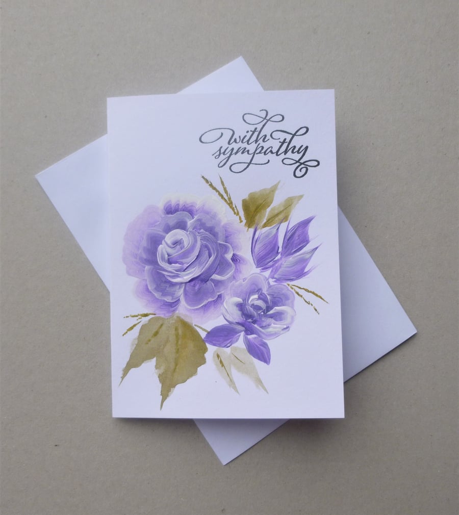 hand painted Sympathy card ( ref F 630.K7 )