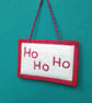 Ho Ho Ho Christmas decoration hand embroidered felt in red and white 