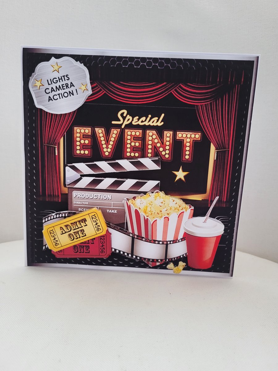 Cinema theatre lovers handmade birthday card