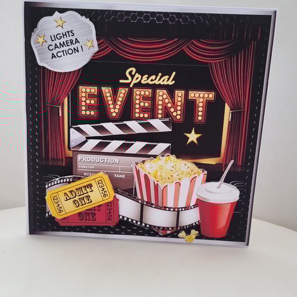 Cinema theatre lovers handmade birthday card