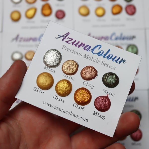 Precious Metals Series Sample Dot Card - Gold Silver Metallic Paint Sample Set