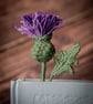 Thistle Flower Crochet Bookmark (purple colour palette) - Image 1
