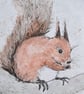 Hand Painted Red Squirrel Greetings Card with Envelope - Blank inside - Image 2