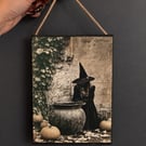 Witchy Wall Hanging Plaque – Gothic Halloween & Vintage Witch Wall Art