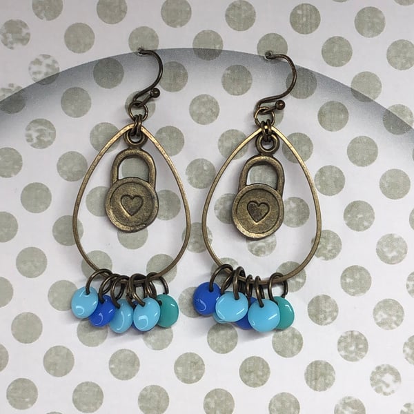 Blue glass bead handmade earrings